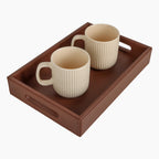 V-CUBE DESIGNS Premium Vegan Leather Rectangular Tray for Serving – 12 X 8 Inch - Stylish & Modern Decorative Serving Trays for Kitchen, Dining Room, Coffee Tea Table & Home Décor – MDF Core (Tan