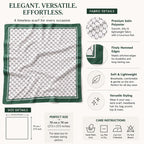 ESTA Satin silk-feel Head Scarf for Women Stylish Bandanas for Women Head Neck Stole Wrap Emerald Green Geometric Lattice Print Square Bandana Gift (27.5x27.5inch)