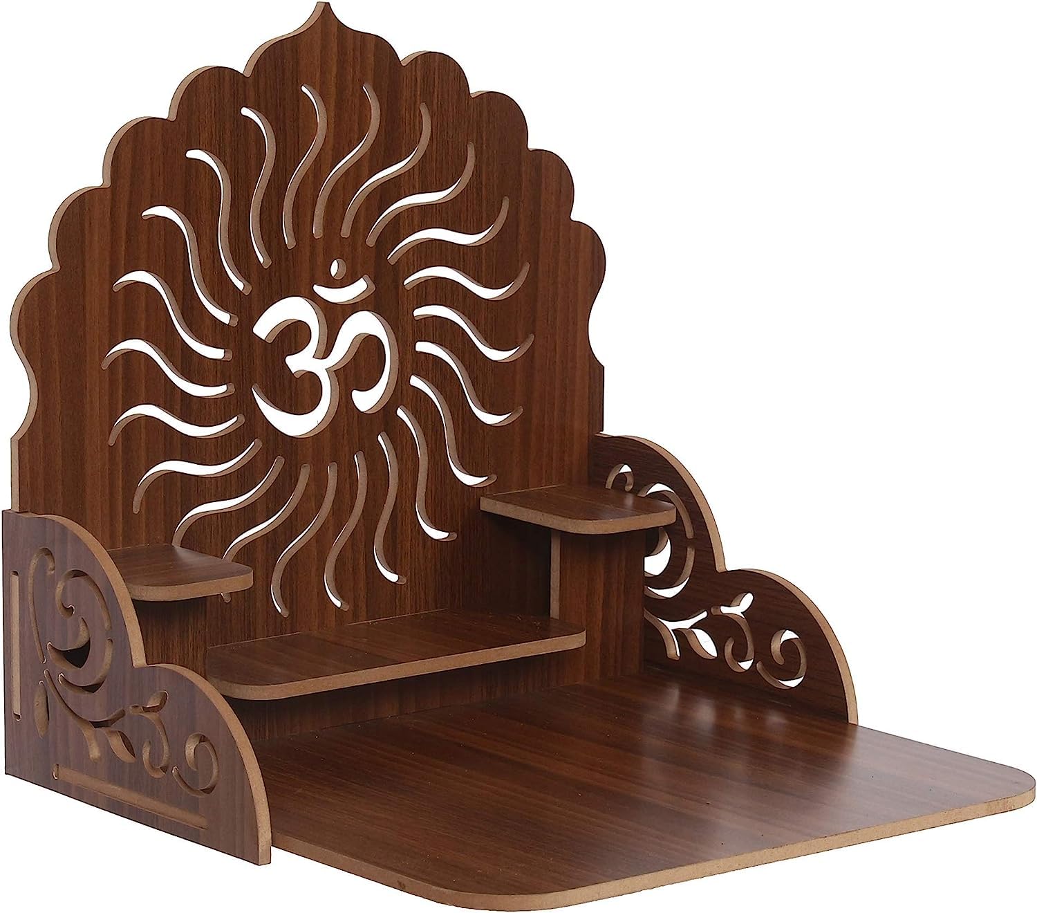 CrazyInk Wooden Handmade Wall Hanging Beautiful Temple | Small Pooja Mandir for Home and Office