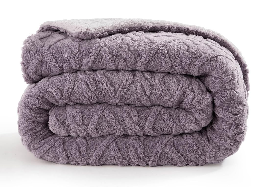 BSB HOME Flannel with Sherpa Luxurious Super Soft Fluffy Cozy Fuzzy Warm Reversible Single Bed Blanket for Heavy Winter 500GSM Blanket/Quilt Rajaai - Color- Levender, 220 x 150 Cm, Weight- 2kg Kafalo