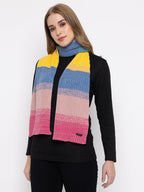 513 Women's Acrylic Woolen Color Block Casual Warm Winter Wear Muffler Scarf Stole