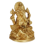 SVARUP Brass Ganesha Idol Ganpati Ganesha Murti Statue Pooja Home Décor GIF Gold Color Height 5 Inch