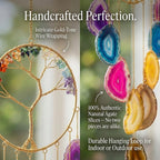 7 Chakra Crystal Stone Wind Chime – Tree of Life Decor with Natural Agate Slices, Healing Stones for Meditation & Protection, Feng Shui Hanging Ornament for Balcony, Bedroom, Office, & Gifts