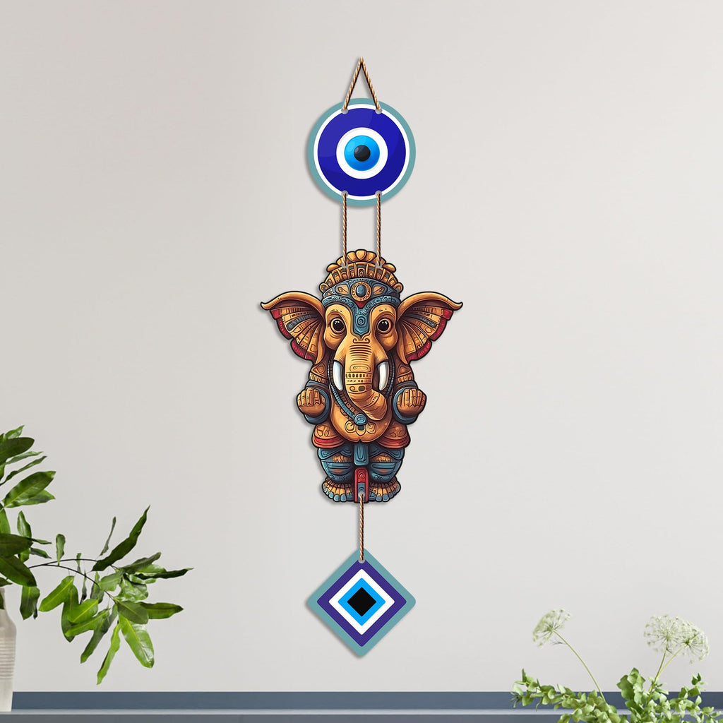 Artvibes Vinayaka Evil Eye Wall Hanging Decor for Home and Office | Nazar Protection Hanging for Entrance Door Living Room Temple | Vastu Positive Energy Good Luck Decorative Gift (WH_8557N)