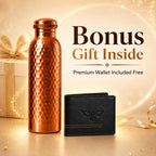 EAGLEXPRES Pure Copper Water Bottle 1 Litre (Hammer+black_wallet)
