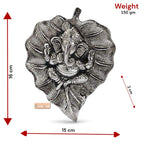 KridayKraft Multicolour Handmade Decorative Feng Shui Metal Pan Leaf Hanging Ganesh Ji Statue (Silver Plating)