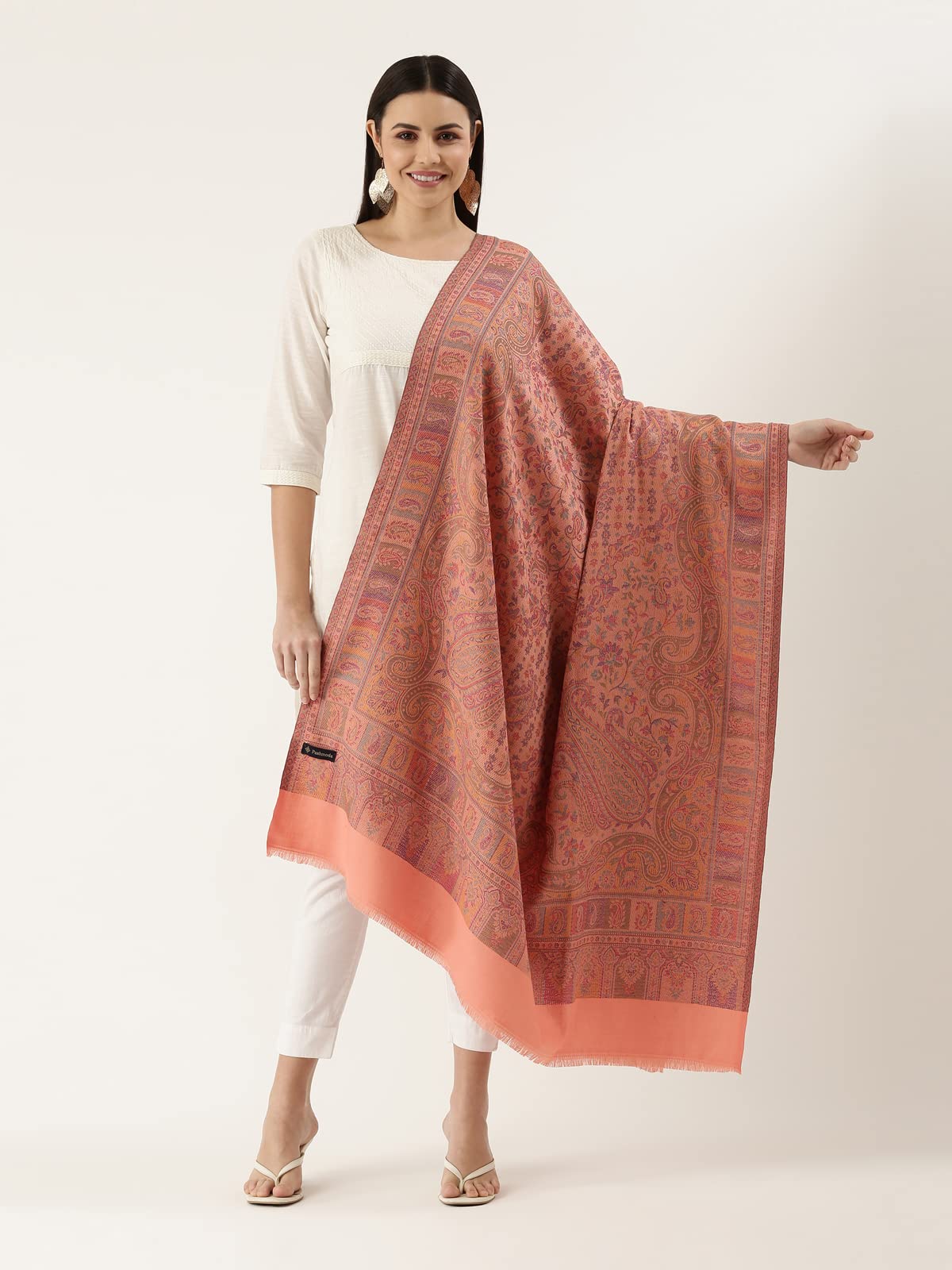Pashmoda Women Dil-kash Kashmiri Royal Paisley Design Jamawar Shawl (Size: 101 X 203 Cms)