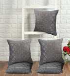DECOMIZER Jacquard Geomteric Cushion Covers 16 Inch X 16 Inch Set Of 5 Ethnic Motifs 240 TC Cushion Covers,Design- Diamond,Color- Grey
