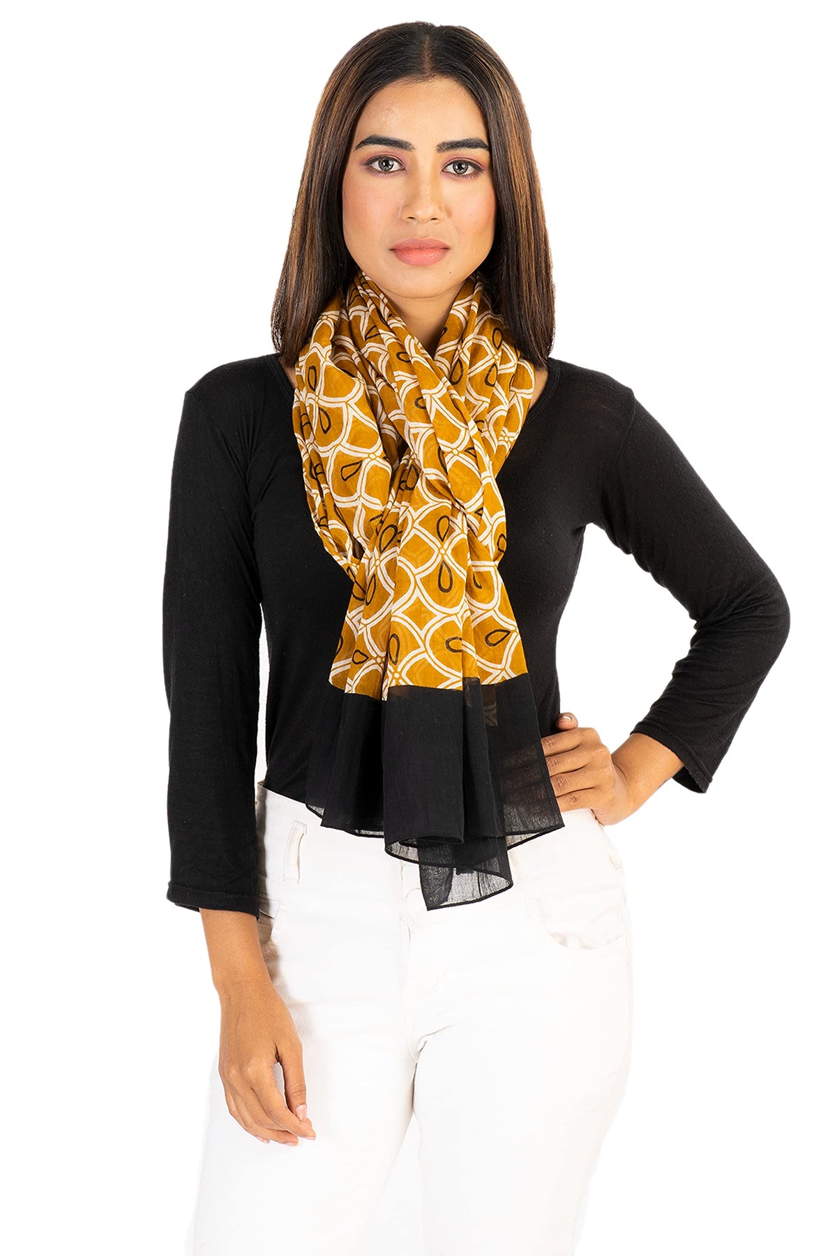 AQVA Printed Cotton Scarf for Women Stylish (Sabastian Sand) | Head and Face Cover Scarf for Girls with 100% Cotton | Soft & Lightweight Scarves/Stoles for all Weather (72 x 43 in)