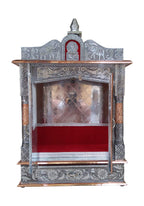 Genaric Vd-Starâ Handcrafted Designs Wooden Mandir With Aluminium & Copper Oxidized Temple Home Temple/ Mandir Office Pooja Mandir Silver & Bronze (Size: 24X 6X 15 Inch)