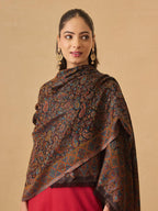 Pashmoda Women Chandni Kaani Stole, Authentic Kashmiri Luxury Pashmina Style Shawl, Stole, (Size 28x80 Inches, Black Color) MAVST07