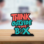 Artvibes Wooden Idols and Figurine Think Outside The Box Quotes Table Decoration for Office Desk|Home Decor Item|Living Room|Modern Art Wood Showpiece Gift Items (Sp_1156)
