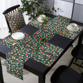 PRAKARTIK BY INDUARTS Dining Table Mats Set of 4 with 135 cm Runner - Cherry Christmas Leaves Theme,Digital Print, Washable, Indoor/Outdoor, Heat-Proof, Wipe & Clean (47X33 cm) Red & Green Kafalo