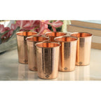 INDIAN ART VILLA Pure Copper Embossed Design Glass - 275 ML, Copper Tumbler for Water Drinking, Elegant Drinkware & Serveware, Perfect for Gifting, Home, and Festive Décor, Set of 6