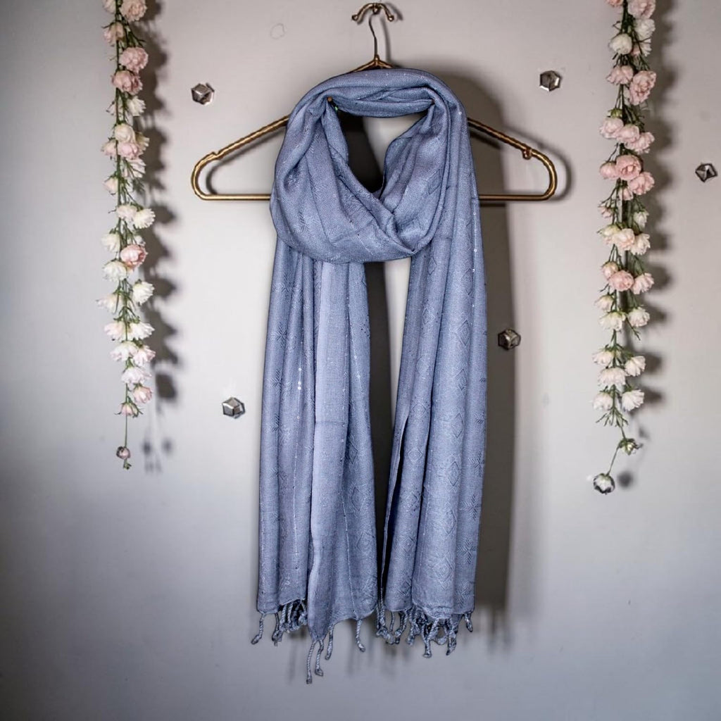 STOLE STUDIO Elegant Luxurious Sequence Viscose Stole Scarf (Grey)