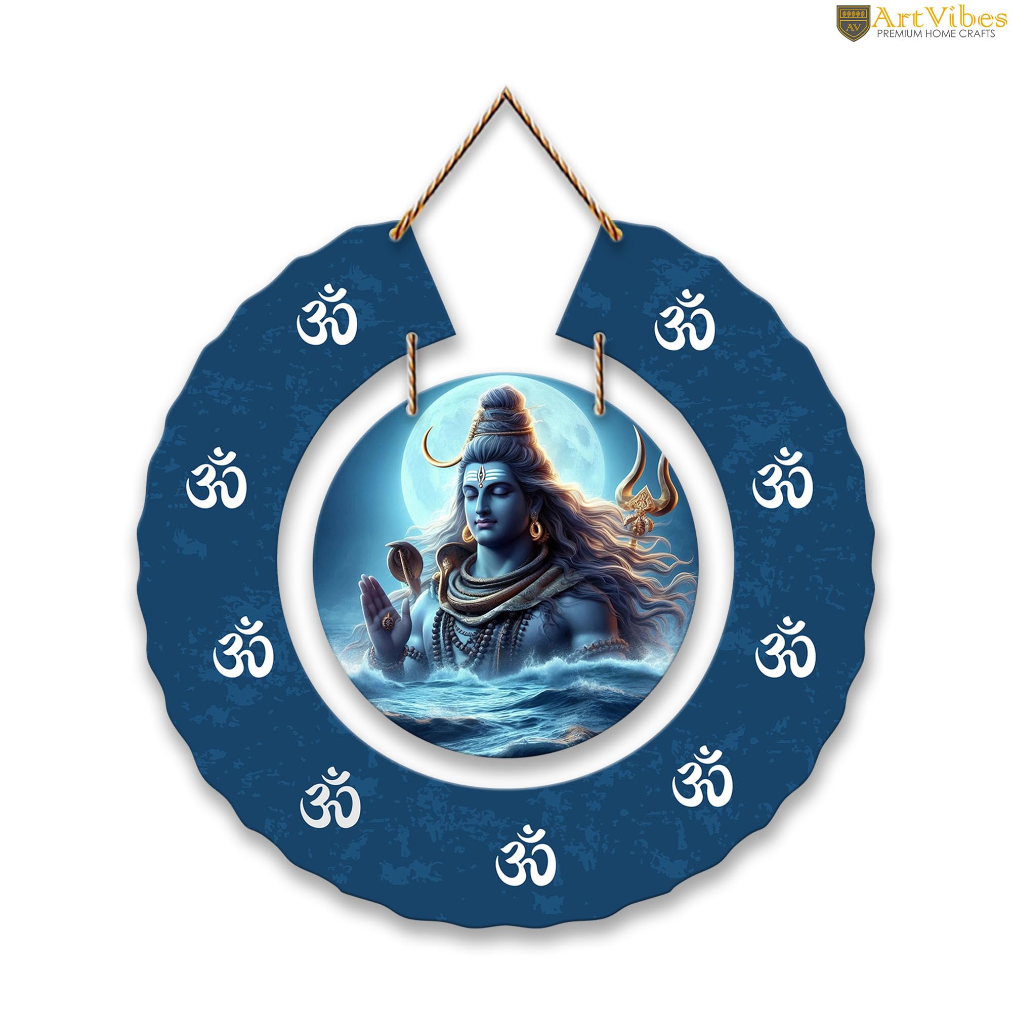 Artvibes Mahadev Round Shape MDF Wooden Wall Decor Items | Spiritual Decor Items | Lord Shiva Painting | Wall Sculpture | Signs & Plaques | Art Print| Stylish Modern Decor Item | Gift Items (WH_9803N)