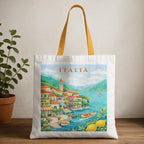 The Purple Tree WanderTote Travel Theme Tote Bag for Women, Aesthetic City Print Canvas Shoulder Bag, Reusable bag for Shopping & Everyday Carry Tote (ITALIA Edition)