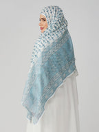 ANAApparels ANA Amal Blue Floral Dupatta | 88 x 43 Inches – Premium Mulmul Cotton | Lace Border | Lightweight, Soft & Breathable