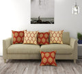 Trance Home Linen 200TC Premium 100% Cotton 16x16 inch Cushion Covers Only for Sofa and Diwan | Throw Pillow/Small Cushion Pillow Covers Only (16x16 inch | 40x40cm, Damask & Dori Clay Red)-Set of 5