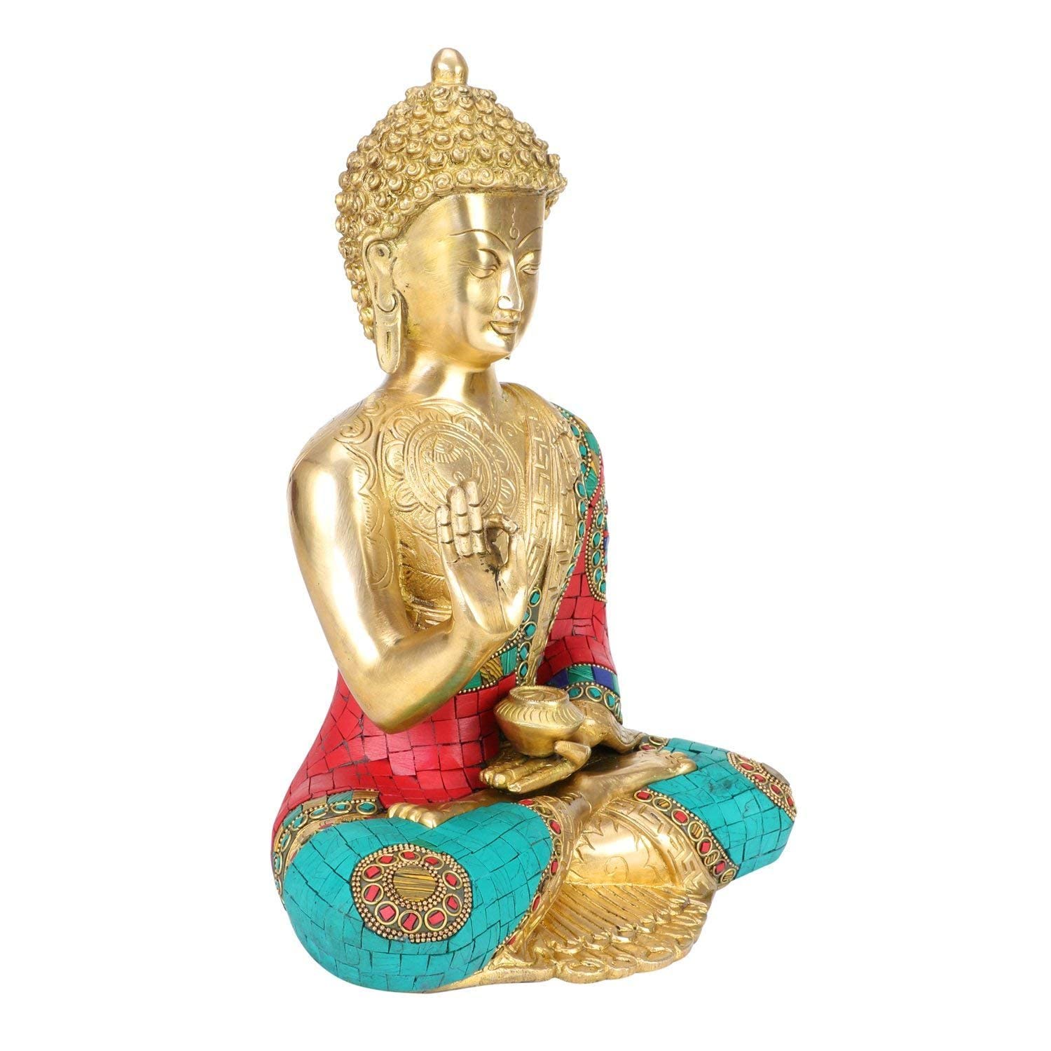 SVARUP Brass Gautam Buddha Idol Tibet Buddha Buddhist Buddhism Decorative Figurines Murti for Height 12 Inch Weight 6 Kg Multicolor