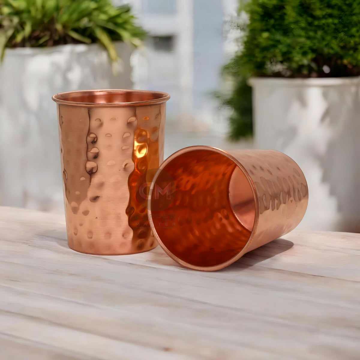 Copper-Master® 14 Litre Hammered Copper Water Dispenser (Matka) Container Pot with 2 Copper Glasses Pure Copper and Ayurvedic Health Benefits (15000 ml + 600 ml)