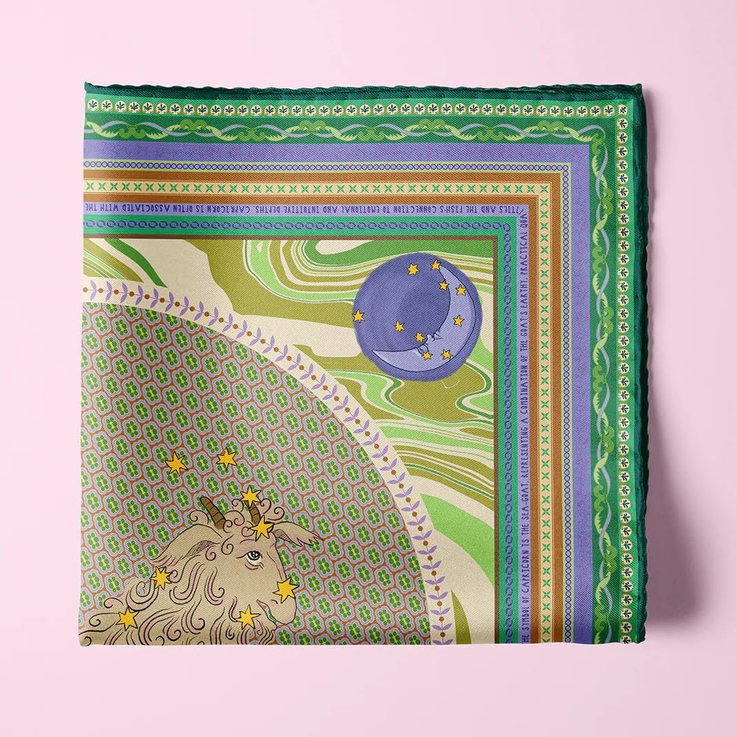 ULOS Women's Zodiac Signs Print Satin Scarf - Neck Scarf (Square) (22x22) (12 Designs)