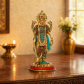 ARTVARKO Brass Narayana Murti for Home Puja Handmade Standing Vishnu Idol Showpiece Figurine Height 7.5 Inches