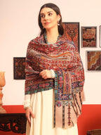 Pashmoda Women Rangrez Rangkalam 100% Pure Wool Fabric Kalamkari Embroidered Shawl (Size: 40x80in, 101x203cm) KAS23