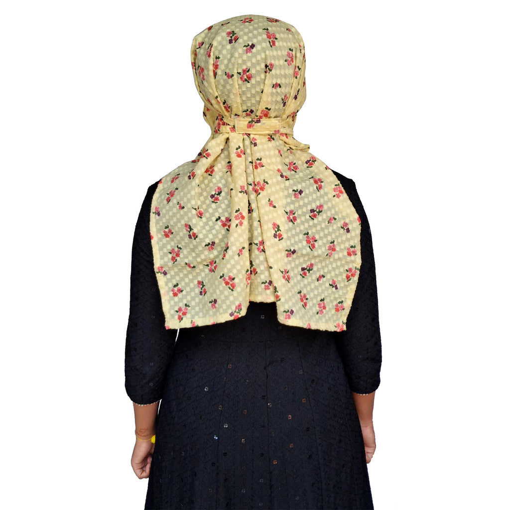 Switchon Rayon Mill dye Innovative scarf Hijab for Women with closer Hook and Loop Tape size adjustable -Scoty Scarf (Yellow Red)