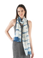 RAI SAHAB Printed Cotton Scarf for Women, Lightweight Soft Scarves Stoles for Summer & Winter(ST-0013BLUE)