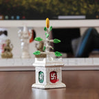 KridayKraft Spiritual Graceful Tulsi Plant Artifical Decorative Showpiece Figurine for Pooja Room, Home Temple, Office & Gifting Accent for Pooja Room, Symbol of Positivity & for Gifting (Silver)