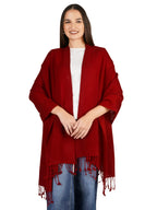 VERAME Pure Pashmina Stole for Women | Thick & Ultra Soft Solid Winter Shawl | Luxury Plain Warm Pashmina Wrap for Winter, Weddings and Parties (MAROON)