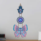 Artvibes Hamsa Hand Butterfly Evil Eye Wall Hanging for Home Entrance | Protective MDF Wall Decor | Decorative Art for Living Room | Bedroom | Office & Main Door | Gift Item (WH_8583N)