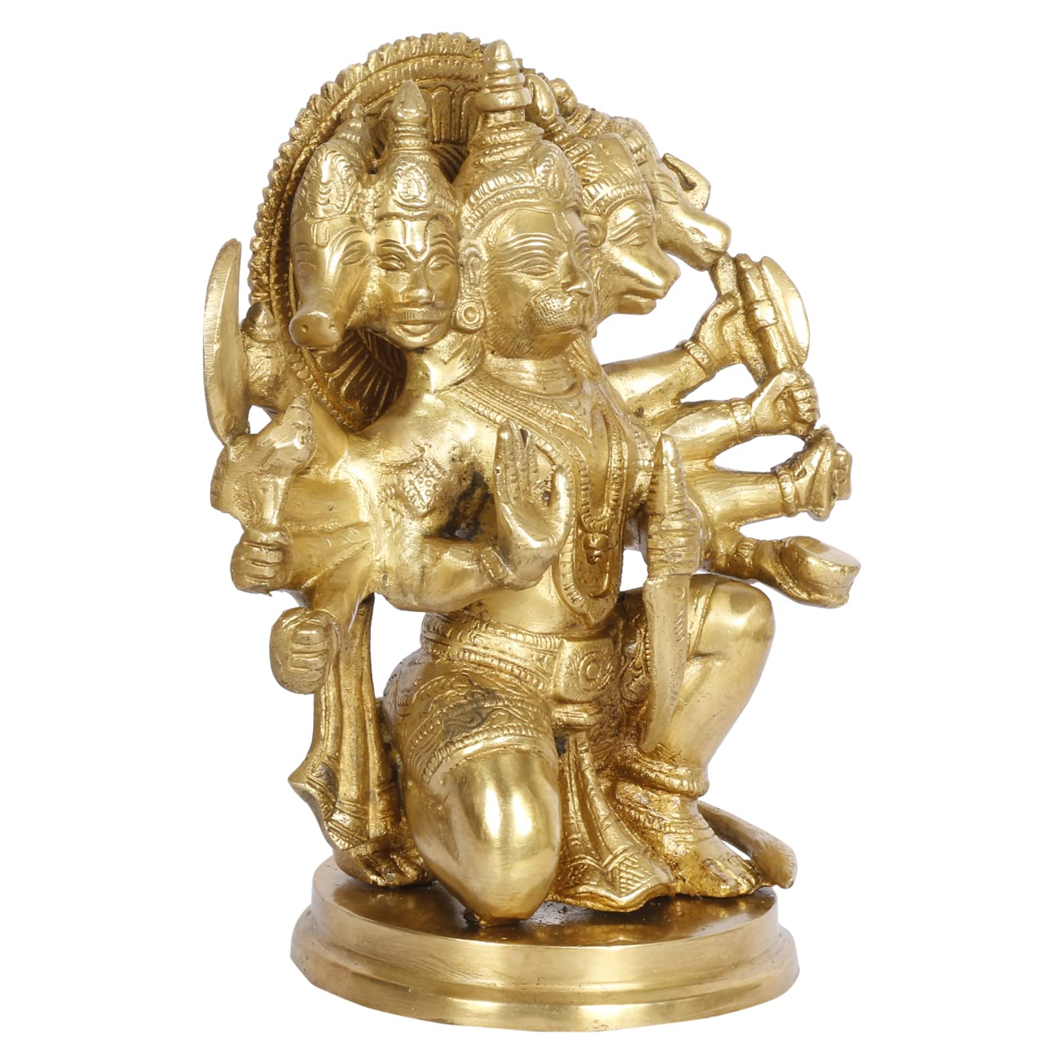 ARTVARKO Brass Bajrangbali Panchmukhi Murti Hanuman Ji Idol Statue Home Office Decor Gift Mandir Temple Size 9 Inches