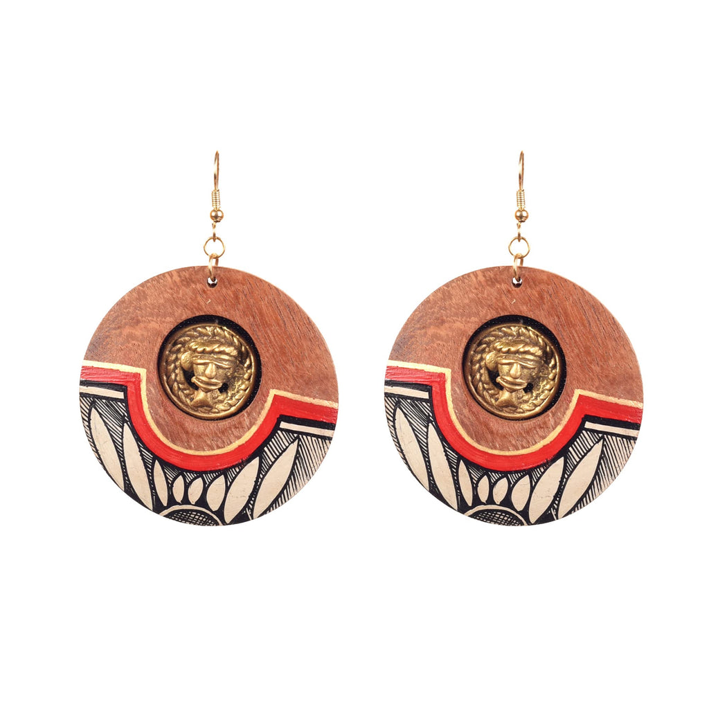 Aakriti Art Creations’ Princess-III' Handcrafted Tribal Wooden Earrings | Multicolor Wooden Beads, Brass & Wood Earrings, Small & Compact | Lightweight Matte Finish | Handmade Ethnic Design