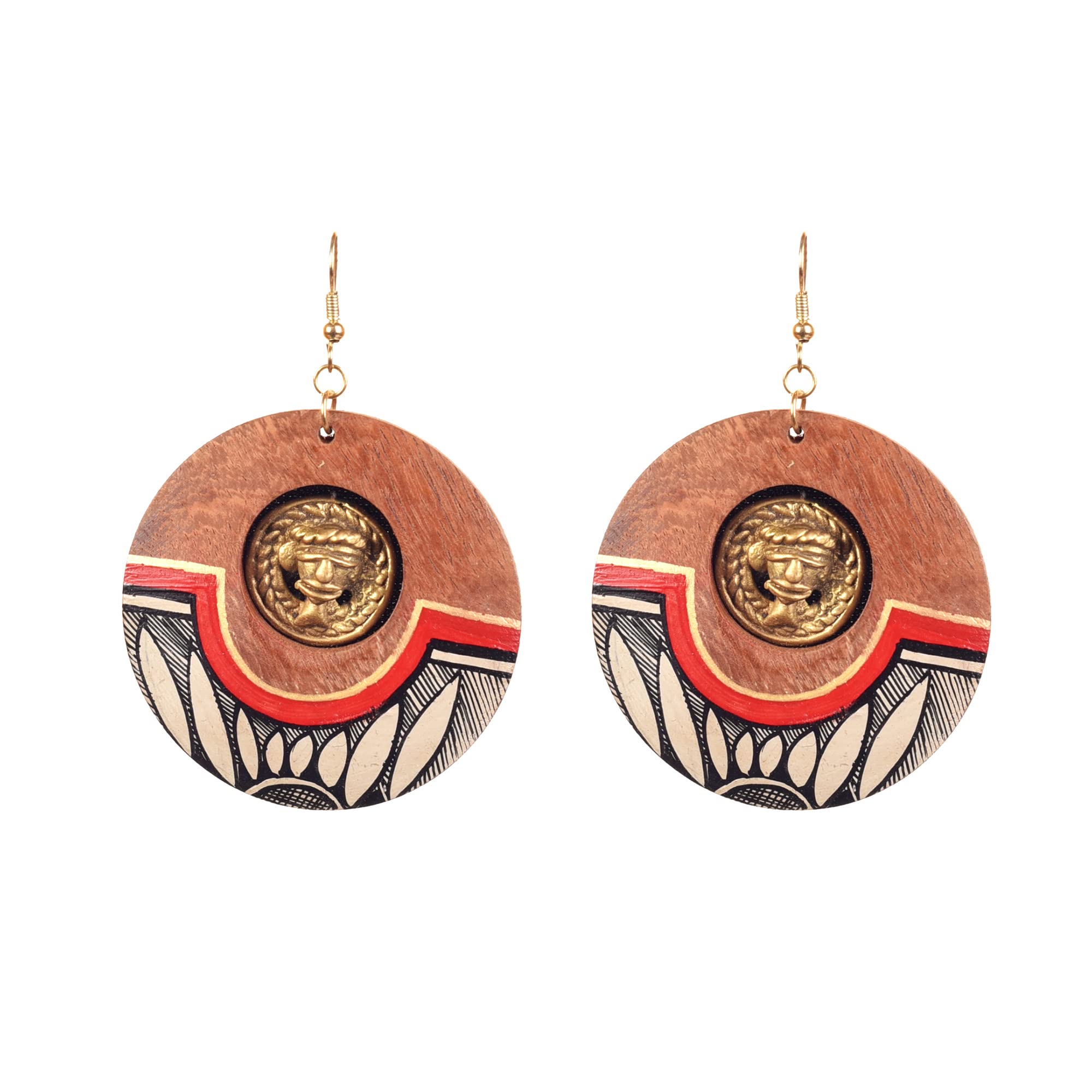 Aakriti Art Creations’ Princess-III' Handcrafted Tribal Wooden Earrings | Multicolor Wooden Beads, Brass & Wood Earrings, Small & Compact | Lightweight Matte Finish | Handmade Ethnic Design