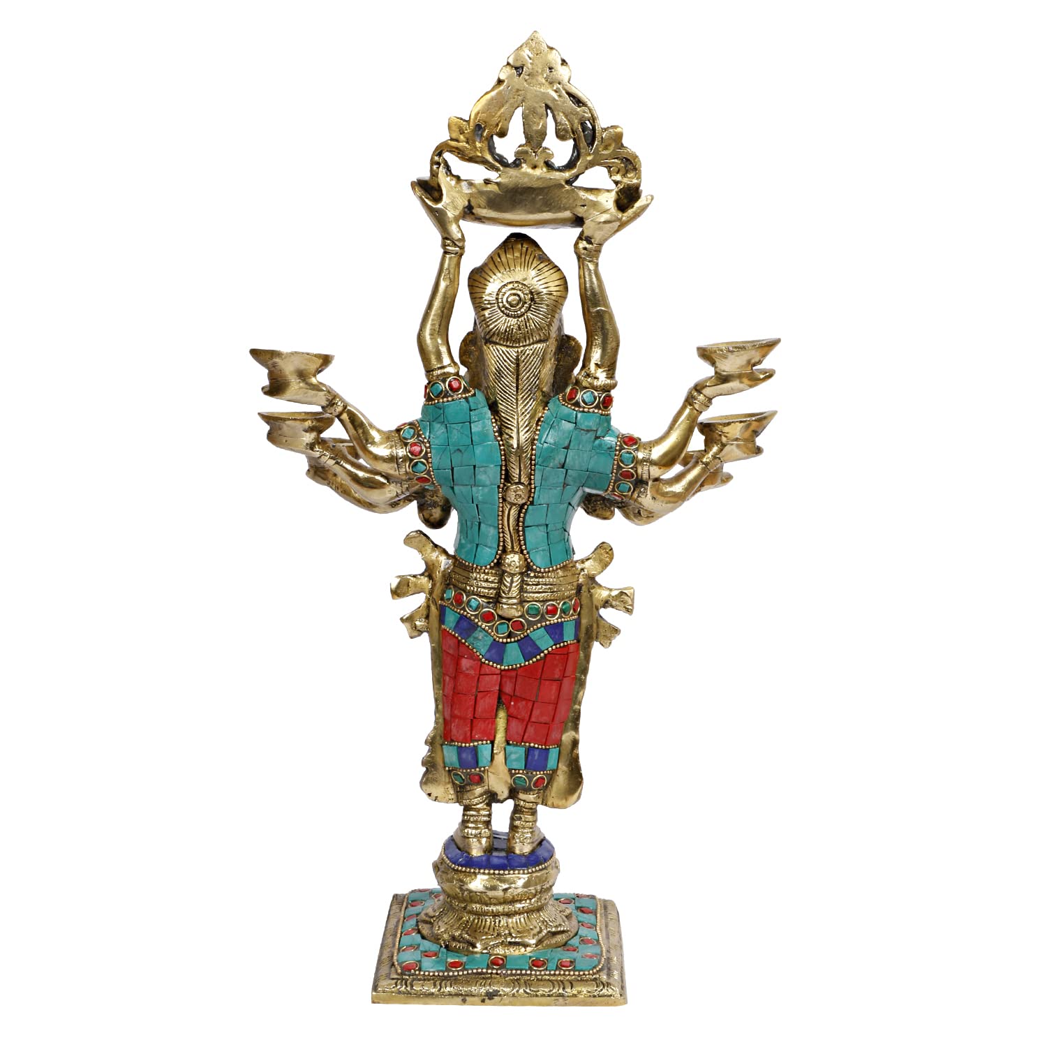 ARTVARKO Lady Diya Eight Oil Lamp Deepak Brass Idol Welcome Lady Deepluxmi Diwali Pooja Light Mandir Home Decor Diyas 15 Inches