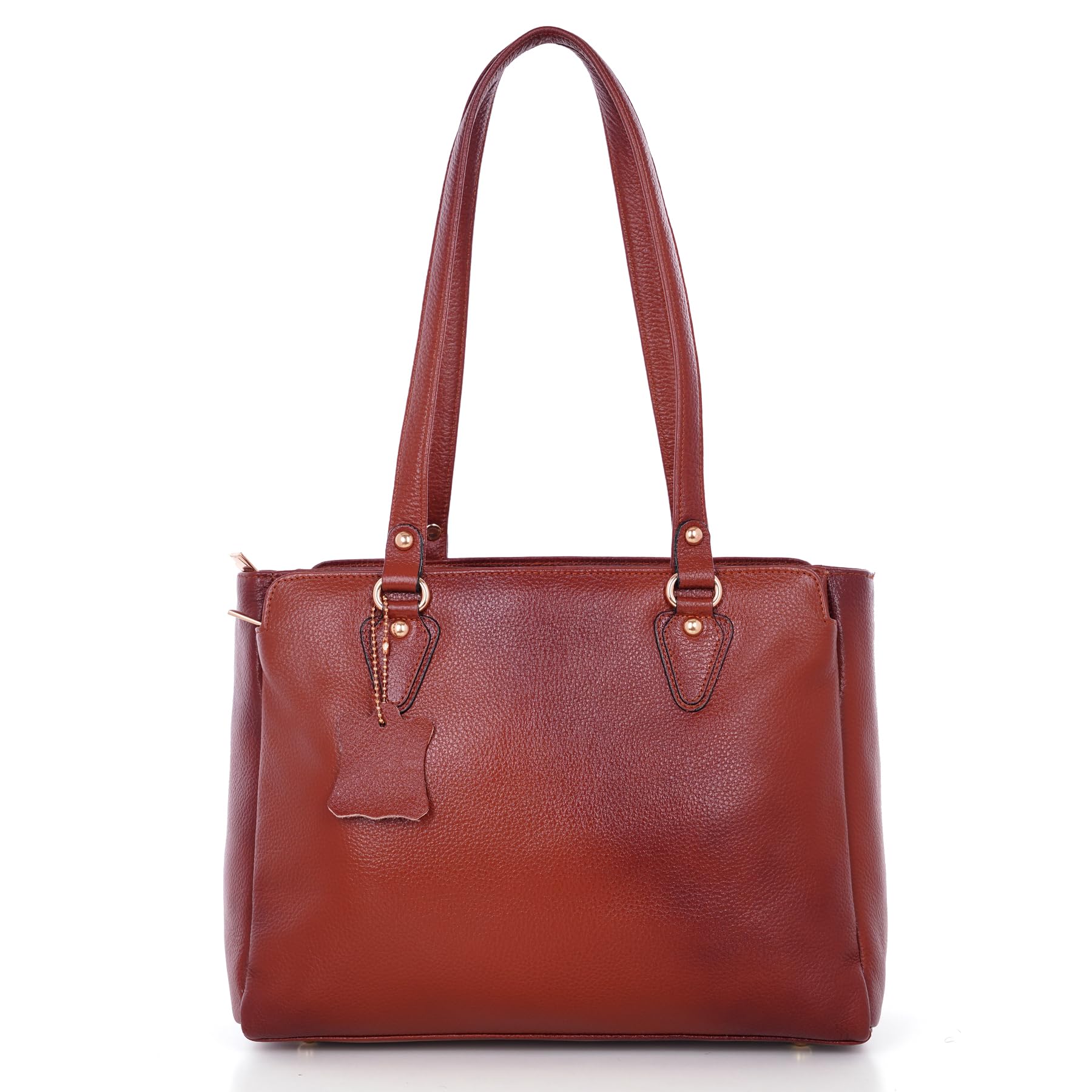 Richsign Leather Accessories Full-Grain Natural Leather Top-Handle Satchel Handbags & Shoulder Tote Bags For Women (Dimension- L-13 X H-10 X W- 5 Inch, Weight- 0.8kg / 800g (Brown)
