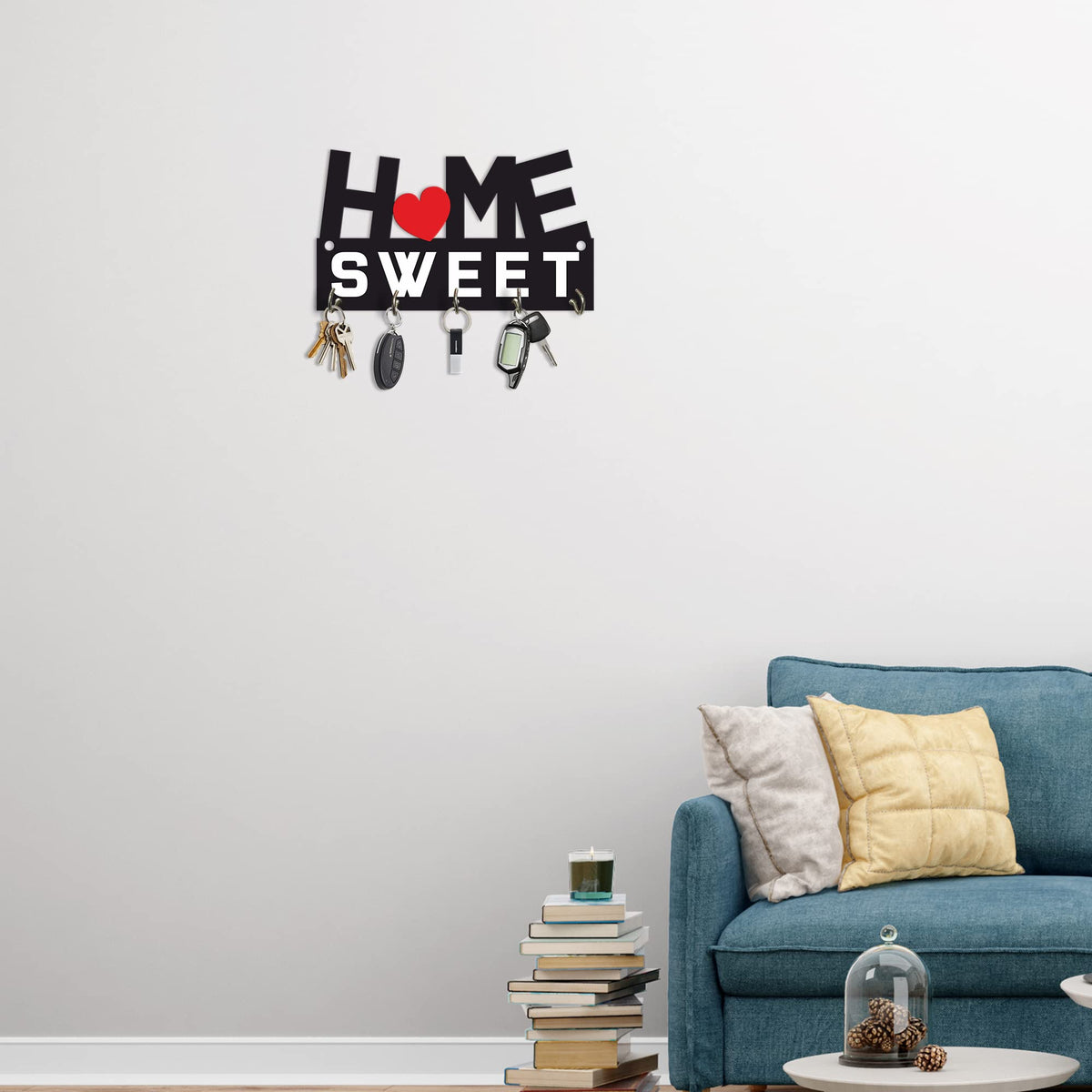 Artvibes Unique Stylish Wooden Key Holder for Wall Decor with Stylish Stainless Steel 5 Hooks Beautiful Key Organizer for Home Decoration(KH_807N)