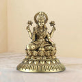 Shilpkala Brass Kamal Laxmi Idol 2.7 Inch - Ultra Fine Detailing & Antique Finish, Idols for Pooja Room, Livingroom, Office Table, Idol Gift for Housewarming & Wedding, (Coffee Antique)