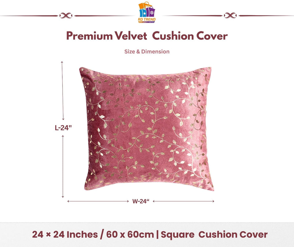 RD TREND® Premium Velvet Cushion Covers Set of 5 | Soft Decorative Throw Pillow Covers for Sofa, Bed & Living Room | Cushion Cover 24 inch x 24 inch (60x60 cm) Dusty Rose
