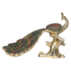 ARTVARKO Brass Peacock Showpiece Multicolor Peacock Statue Decor Tabletop Living Showpiece Gift 9 Inch