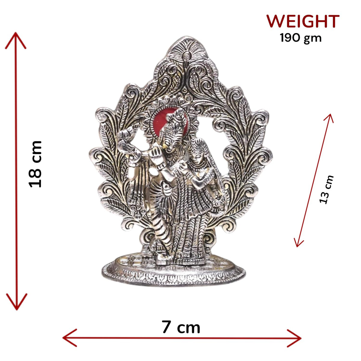 KridayKraft Aluminium Radha Krishna Pair Idol, Radha Krishna Statue, Standard, Pack of 1