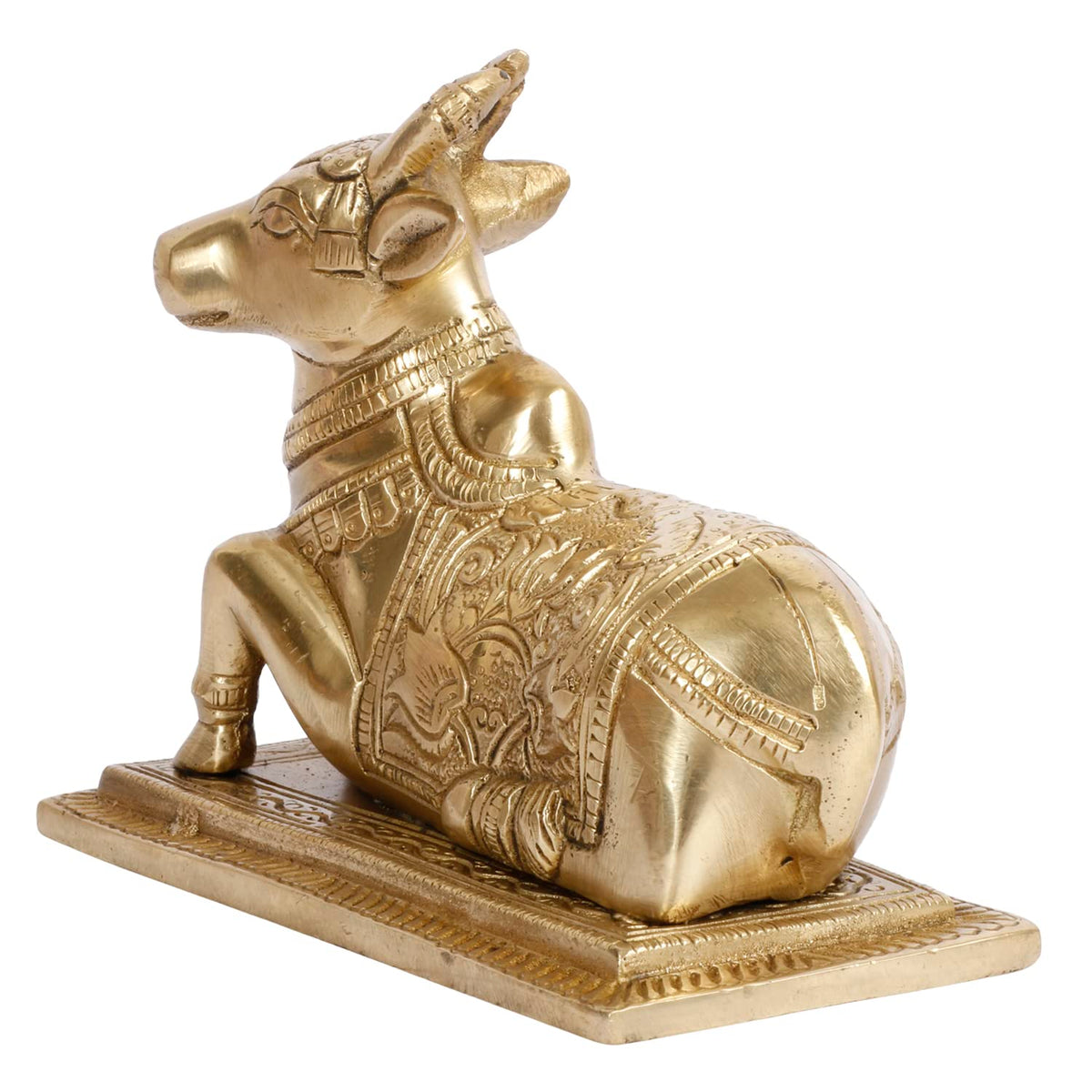 ARTVARKO Brass Nandi Cow Spiritual Vastu Shiva Nandi Pooja Figurine Sculpture, Kamdhenu Bull for Religious Puja and Home Office Temple Decoration Showpiece 5.5 Inch