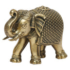 ARTVARKO Brass Superfine Maharaja Elephant Upraised Trunk Vastu Hathi Good Luck Success Prosperity Elephants for Decoration Gift (Size 9x4x6.5 cm)