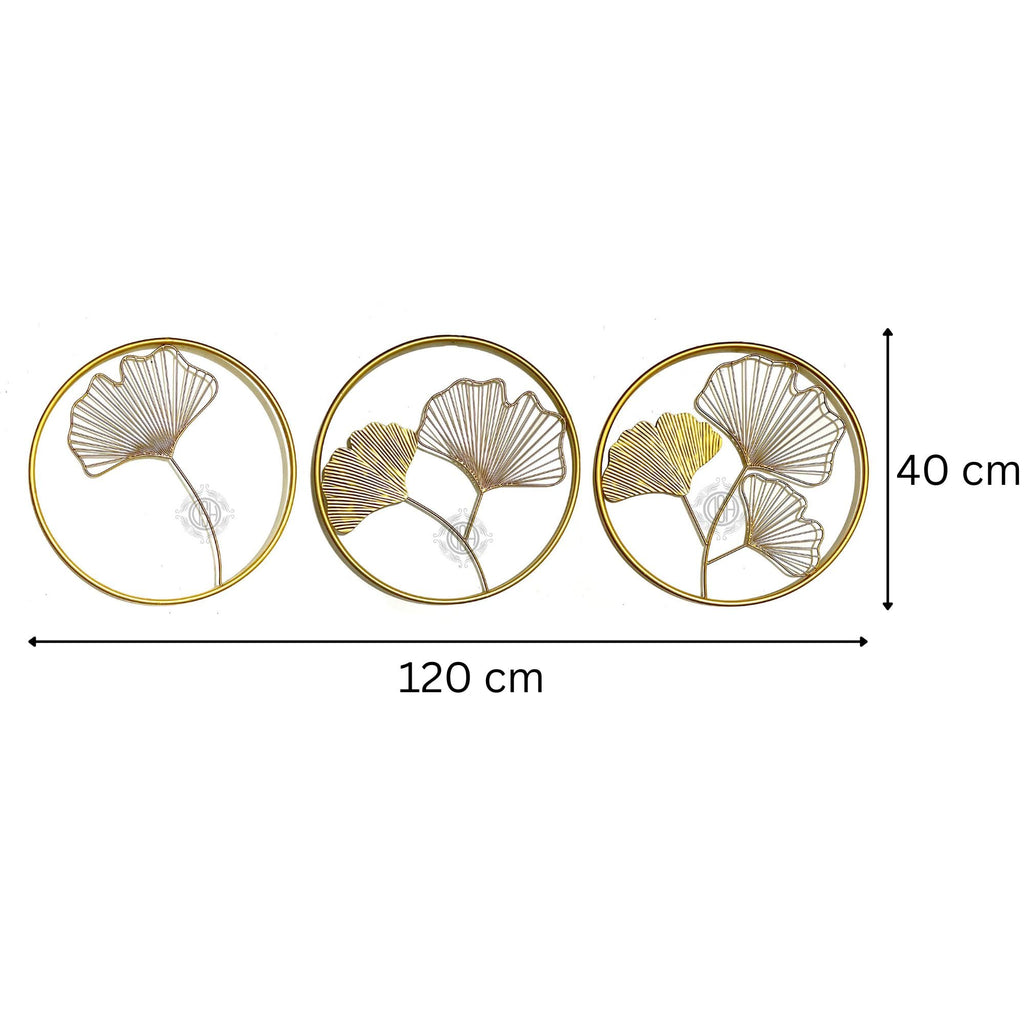 DSH CRAFTING YOUR CURIOSITY Metal Round Shaped Beautiful Leaf Wall Decor Wall Arts Perfect For Living Room Hotel Restaurant Bedroom Drawing Room. (Set Of -3)