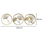 DSH CRAFTING YOUR CURIOSITY Metal Round Shaped Beautiful Leaf Wall Decor Wall Arts Perfect For Living Room Hotel Restaurant Bedroom Drawing Room. (Set Of -3)