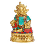 ARTVARKO Lord Kuber Maharaj Murti Brass Gemstone Handwork Treasure Wealth Kubera for Dosh Nivaran Prosperity Money Gift Height 6 Inches