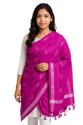 ZH Clothing Brand Women's Linen Cotton Dupatta Handwoven Ikat Woven | Elegant & Soft Texture| Daily| Traditinal Ethnic Look | Perfect For Summer & Office Wear_2.45m (Pink, 2.45m)