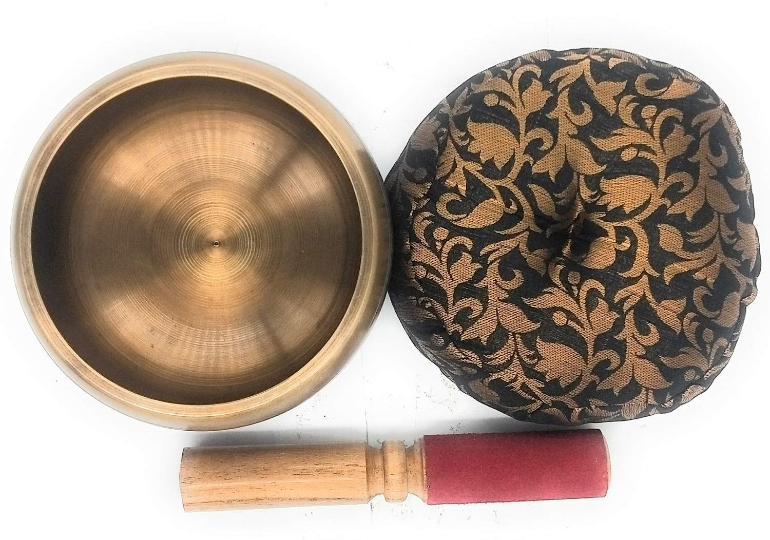 Artvarko Singing Bowl Brass Deep Sound Plain Traditional Tibetan Bowl with Cushion and Mallet for Stress Relaxation Meditation Healing 6 Inches